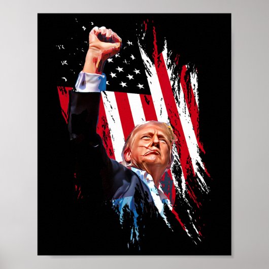 レトロトランプ拳ポンプUsa国旗のメガ投票選挙 ポスター (正面)
