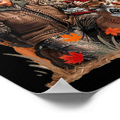 レトロトランプ狩り鹿おもしろいビール飲みビール ポスター (角)