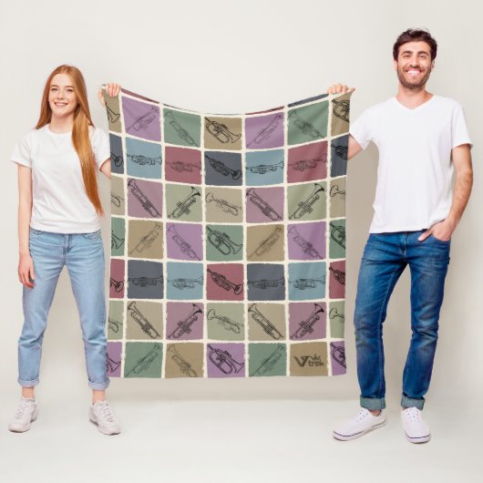 レトロトランペットラバーブランケットヴィンテージトランペットスロー フリースブランケット (インサイチュ)