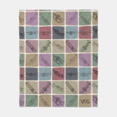 レトロトランペットラバーブランケットヴィンテージトランペットスロー フリースブランケット (正面)