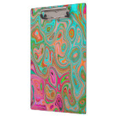 レトロトリップ（幻覚体験）のようなオレンジとアクアグルーヴィー抽象芸術アート クリップボード (左)