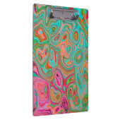 レトロトリップ（幻覚体験）のようなオレンジとアクアグルーヴィー抽象芸術アート クリップボード (右)