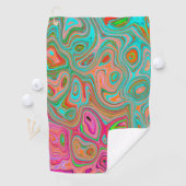 レトロトリップ（幻覚体験）のようなオレンジとアクアグルーヴィー抽象芸術アート ゴルフタオル (インサイチュ)