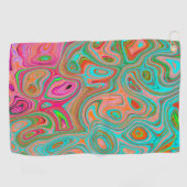 レトロトリップ（幻覚体験）のようなオレンジとアクアグルーヴィー抽象芸術アート ゴルフタオル (横)