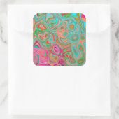 レトロトリップ（幻覚体験）のようなオレンジとアクアグルーヴィー抽象芸術アート スクエアシール (バッグ)