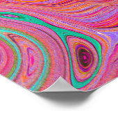 レトロトリップ（幻覚体験）のようなオレンジとアクアグルーヴィー抽象芸術アート ポスター (角)