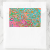 レトロトリップ（幻覚体験）のようなオレンジとアクアグルーヴィー抽象芸術アート 長方形シール (バッグ)