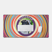 レトロトリップ（幻覚体験）のようなカラフルドッグ写真ユニーク デスクマット (キーボード&マウス)