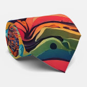 レトロトリップ(幻覚体験)のようなカラフル抽象芸術アートパタクールーン ネクタイ (ロール)