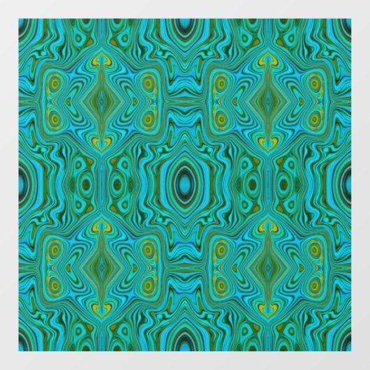 レトロトリップ（幻覚体験）のようなターコイズチャートレイズ抽象芸術パターン ウィンドウサイン (シート)