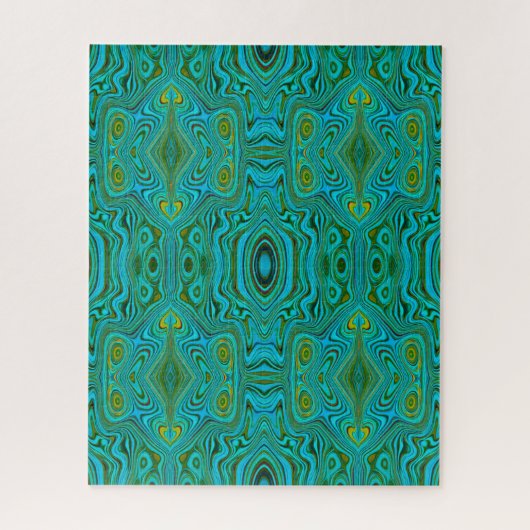 レトロトリップ(幻覚体験)のようなターコイズチャートレイズ抽象芸術パターン ジグソーパズル (縦)