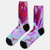 レトロトリップ（幻覚体験）のようなターコイズチャートレイズ抽象芸術パターン ソックス (左)