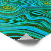 レトロトリップ（幻覚体験）のようなターコイズチャートレイズ抽象芸術パターン ポスター (角)