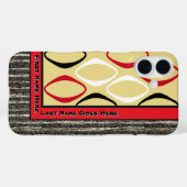 レトロトリバルinカスタード,レッド,ブラック(パーソナライズされた) Case-Mate iPhoneケース (裏面 (横))