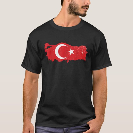 レトロトルコ国旗トルコ国旗ターキッシュバイラック Tシャツ (正面)