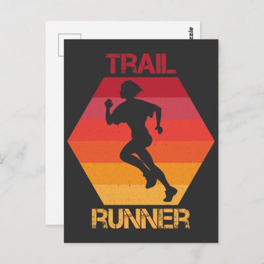 レトロトレイルランナーマウン走テンアスリートスポーツ ポストカード (正面/裏面)