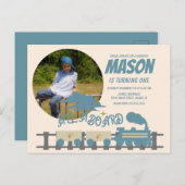 レトロトレインキッズバースデーパーティーアーシー写真 ポストカード (正面/裏面)