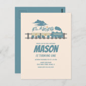 レトロトレインキッズバースデーパーティーアーシー ポストカード (正面/裏面)