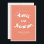 レトロトレンディーよくはしゃぐカラフルコーラルピンクホワイト 招待状<br><div class="desc">レトロミニマルトレンディーよくはしゃぐコーラルピンクホワイト結婚式招待状</div>