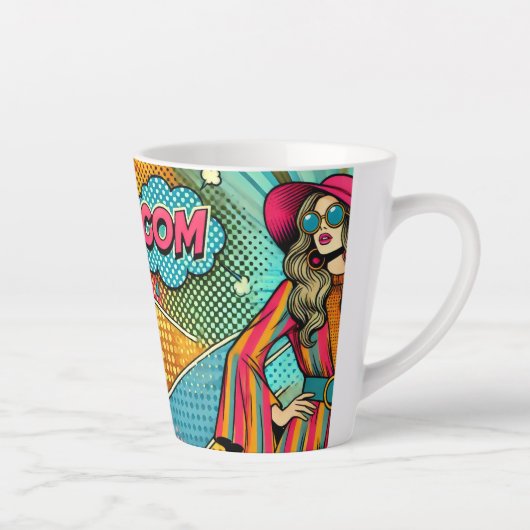 レトロトレンディーイラストレーションポップ・アートのスタイル カフェラテマグ (右)