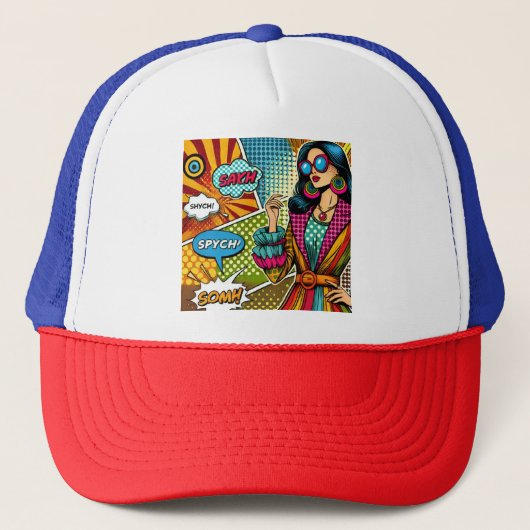 レトロトレンディーイラストレーションポップ・アートのスタイル キャップ (正面)