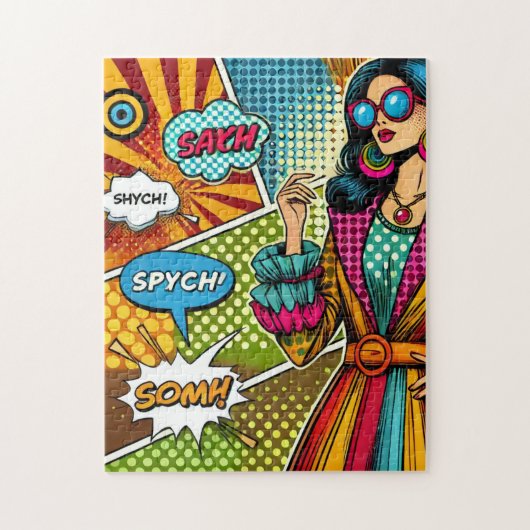 レトロトレンディーイラストレーションポップ・アートのスタイル ジグソーパズル (縦)