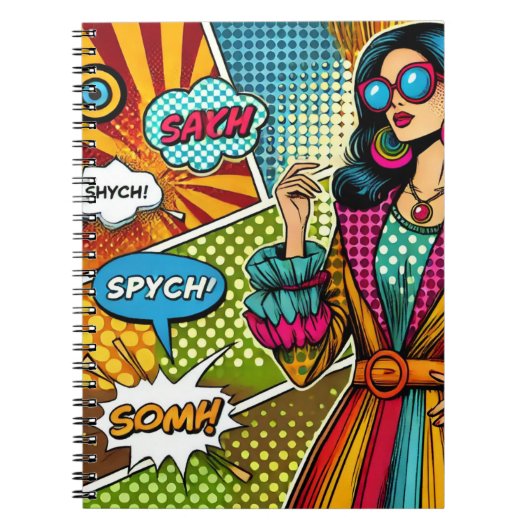 レトロトレンディーイラストレーションポップ・アートのスタイル ノートブック (正面)