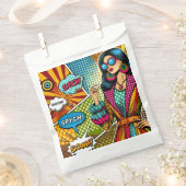 レトロトレンディーイラストレーションポップ・アートのスタイル フェイバーバッグ (クリップ留めされた状態)