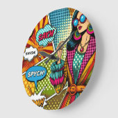 レトロトレンディーイラストレーションポップ・アートのスタイル ラージ壁時計 (傾斜)