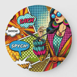 レトロトレンディーイラストレーションポップ・アートのスタイル ラージ壁時計