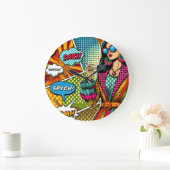 レトロトレンディーイラストレーションポップ・アートのスタイル ラージ壁時計 (ホーム)