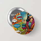 レトロトレンディーイラストレーションポップ・アートのスタイル 缶バッジ (正面&裏面)