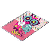 レトロトレンディーカラフルフォークアートフクロウ ノートブック (左側)