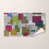 レトロトレンディージオメトリックグリーンイエロー バスタオルセット (ハンドタオル)