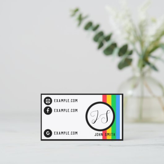 レトロトレンディーミニマルカラフル名刺 名刺 (スタンド正面)