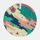 レトロトレンディーメンフィス壁紙 ガラスオーナメント (裏面)