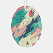 レトロトレンディーメンフィス壁紙 ガラスオーナメント (正面左)