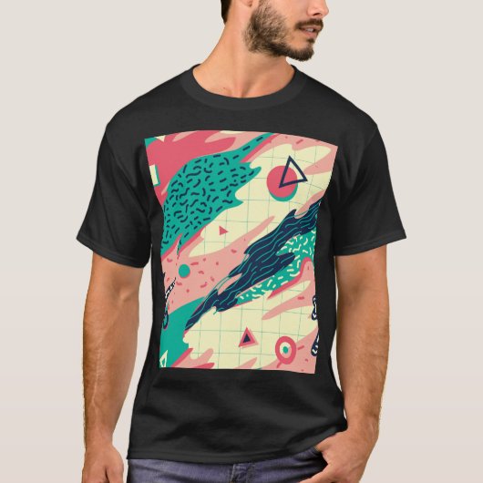 レトロトレンディーメンフィス壁紙 Tシャツ (正面)