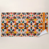 レトロトレンディー抽象芸術スクウェアコレクション ビーチタオル (正面)