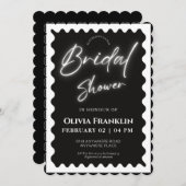 レトロトレンディー波ブライダルシャワー 招待状 (正面/裏面)