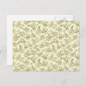 レトロトレンディー自転車パターン ポストカード (正面/裏面)