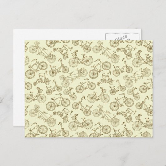 レトロトレンディー自転車パターン ポストカード (正面/裏面)