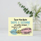 レトロトレーラーがヒッチした日付の保存 案内ポストカード (スタンド正面)