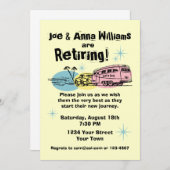 レトロトレーラー退職パーティの招待状 招待状 (正面/裏面)