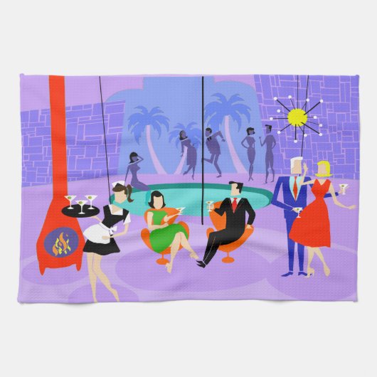 レトロトロピカルカクテルパーティーキッチンタオル キッチンタオル (横)
