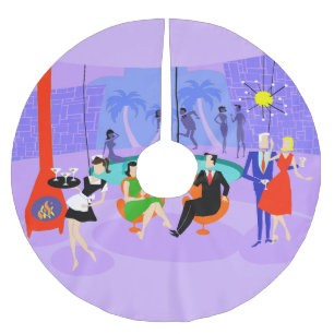 レトロトロピカルカクテルパーティークリスマスツリースカート ブラッシュドポリエステルツリースカート