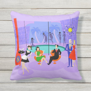 レトロトロピカルカクテルパーティー屋外枕 アウトドアクッション