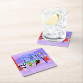 レトロトロピカルカクテルパーティー紙コースター スクエアペーパーコースター (インサイチュ)