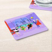 レトロトロピカルカクテルパーティー紙コースター スクエアペーパーコースター (アングル)