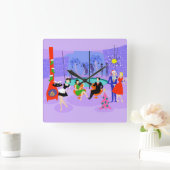 レトロトロピカルクリスマスパーティーウォール時計 スクエア壁時計 (ホーム)